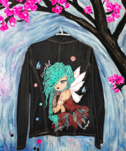 Denim jacket handpainted byMIRENE.